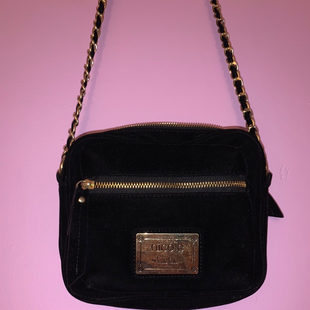 Suede black cross bag